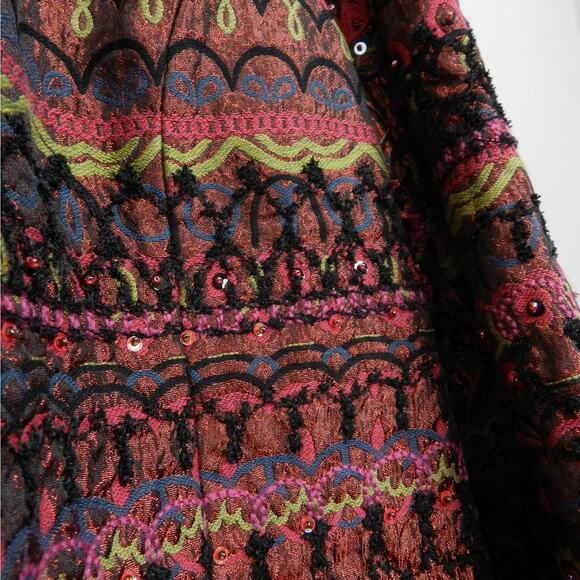 Chico's Jacket Size XL 3 Embroidered Beaded Southwestern Boho Artisan Burgundy - Picture 12 of 12